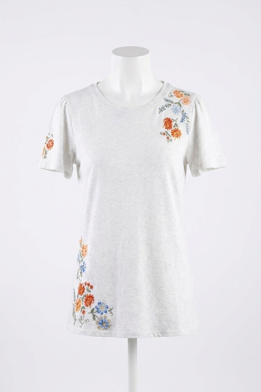 NEW DRIFTWOOD embroidered flutter sleeve shirt in white